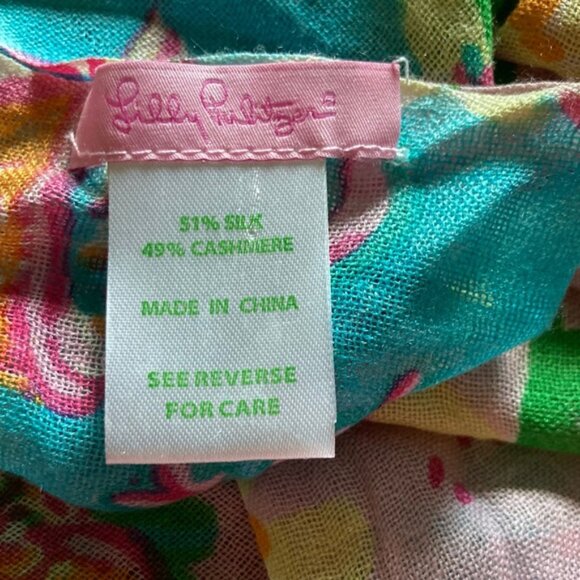 LILLY PULITZER Silk Cashmere South Carolina Murfette Fringed Scarf 28" x 82" - Picture 4 of 10